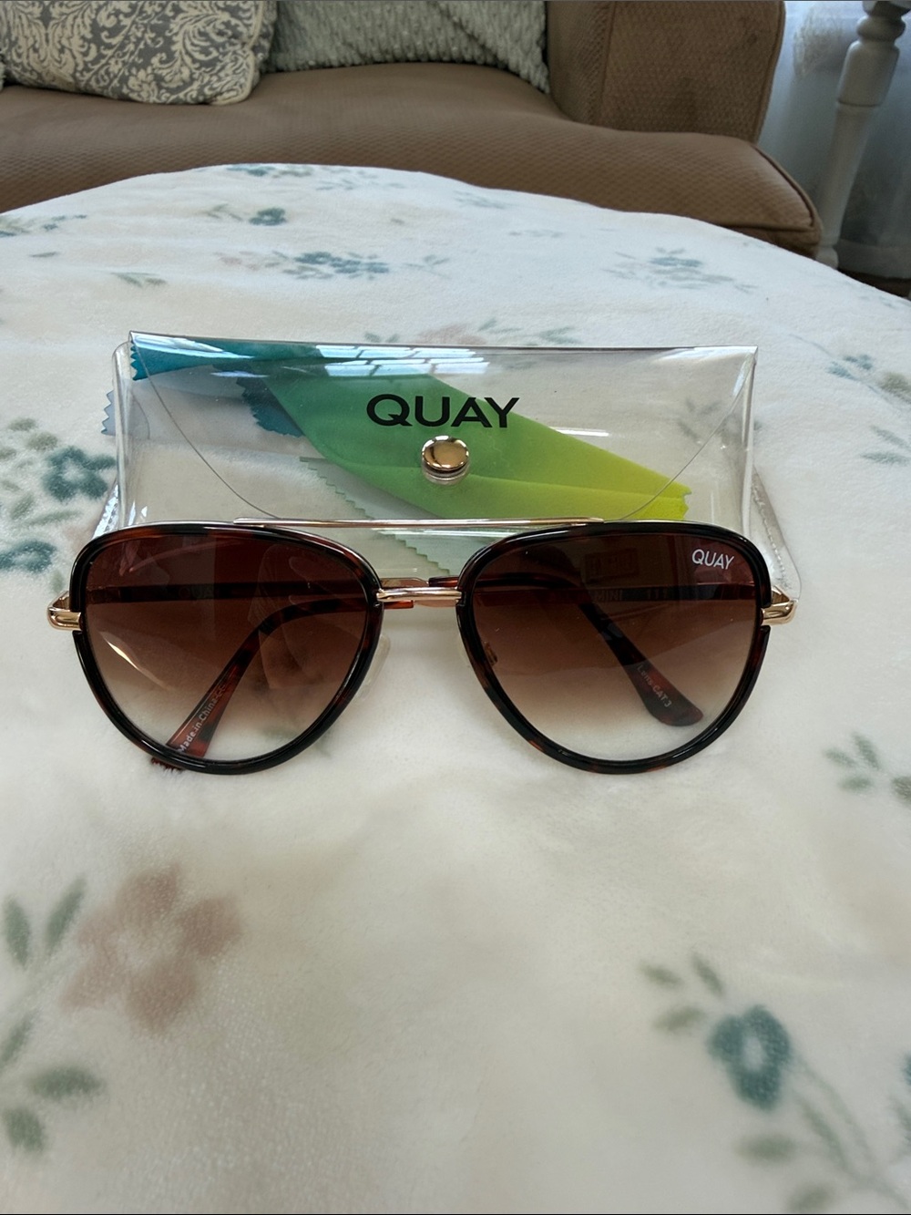 Quay Australia All IN MINI tortoise Sunglasses with Brown Fade Lenses